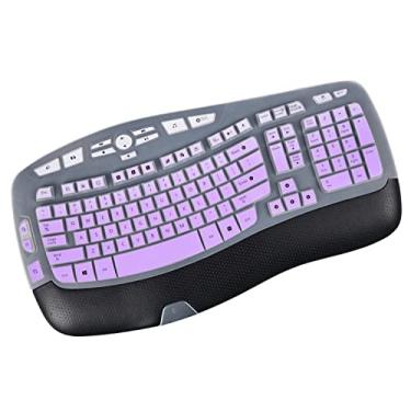Imagem de Capa de teclado DAMMOMKO para Logitech K350, MK550 e MK570, protetor impermeável e à prova de poeira, roxo