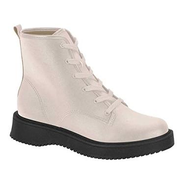 Imagem de Bota Beira Rio Estilo Fashion Napa Berlim com Cadarço Salto Baixo,Creme, 39