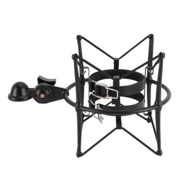 Imagem de Microfones Montagem de Choque 60mm Suporte de Clipe de Microfone de Alto Isolamento Montar Microfone Anti Vibração Montagem de Choque Estúdio Gravação de Transmissão (Black)