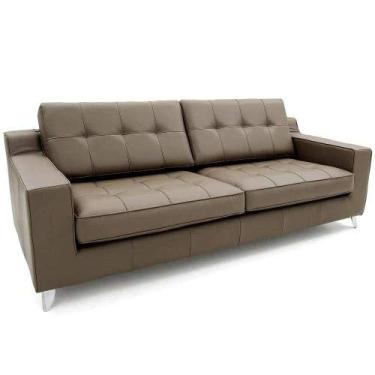 Imagem de Sofá Herval 3 Lugares Cross, Couro Marrom