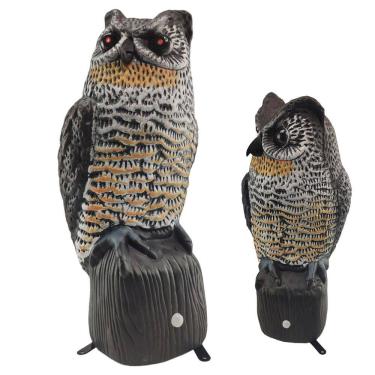 Imagem de Coruja Solar Repelente Acende Olhos Barulho Realista Afasta Animais Cobra Passaros Aves Esquilo Pombo Escorpiao Roedores Pragas Protege Jardim Quintal