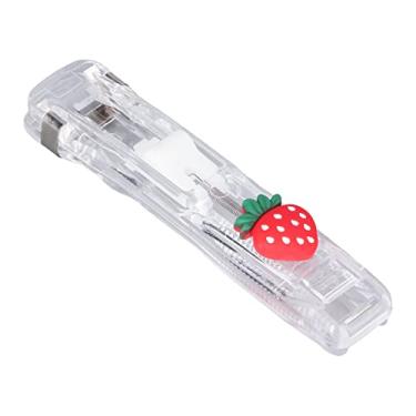 Imagem de Grampeador de Grampo, Plástico Resistente Estilo INS Multifuncional Grampo de Papel Fácil Operação Portátil para Escritório (Estilo Morango e 2 Caixas de Clipes)