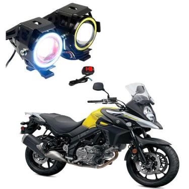 Imagem de Par Farol de Milha Angel Eye U7 para Moto Suzuki DL 1000 V Strom 2003 