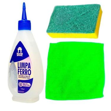Imagem de Kit Limpeza De Ferro Passar Roupa Pano Verde Claro E Esponja - So Prod
