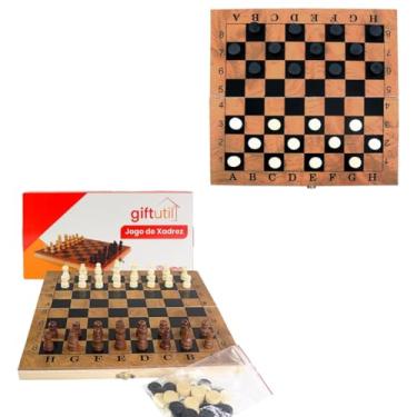 Imagem de Jogo de Xadrez Jogos de tabuleiros Dama Gamão com maleta Madeira 3 em 1 Jogos de tabuleiros
