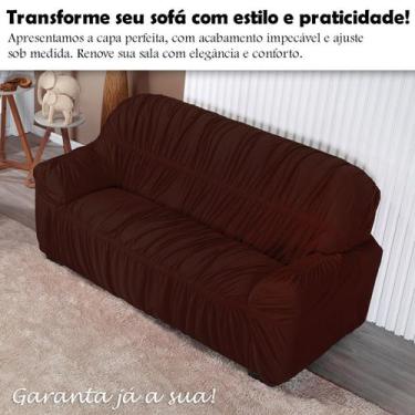 Imagem de Capa De Sofá Elasticada 3 Lugares King Protetor Marrom - Lenharo Enxov