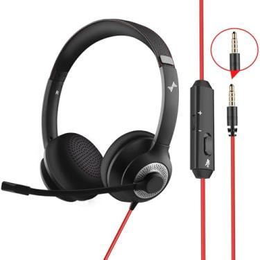 Imagem de EAGLEND Fone de ouvido USB com microfone para PC, intra-auriculares com microfone de cancelamento de ruído, controle em linha para home office, classe on-line, zoom Skype - Preto