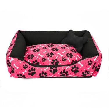 Imagem de Cama para Cachorro ou Gato Tamanho Médio 60x55cm + Ossinho Preto - Lh 