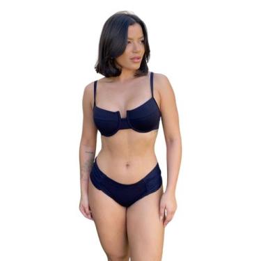 Imagem de Biquini Top Meia Taça Bombom Drapeado Feminino Verão  - Califórnia Bra