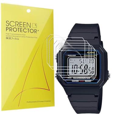 Imagem de Protetor de tela F108WH, [pacote com 6] Película transparente de TPU de cobertura total Lamshaw compatível com Ca-sio F105W, F108WH, W-217H, W218H, W800HG, AE1200WH, AE1300WH, A158W, A168WA, A700,