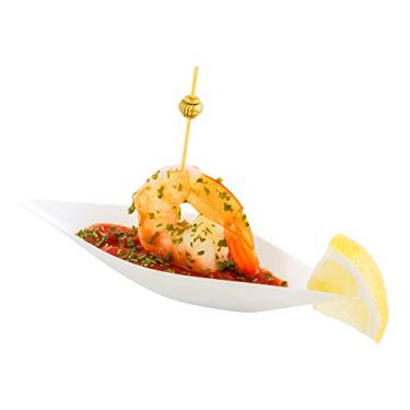 Imagem de Prato de canoa, prato em forma de canoa - plástico - branco - 30 ml - caixa de 100 unidades Restaurantware