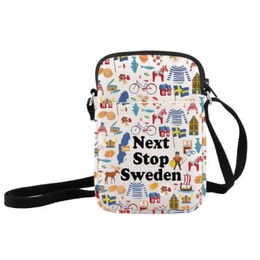 Imagem de JXGZSO Sweden Vacation Gift Next Stop Sweden Bolsa tiracolo Sweden Trip Shoulder Bag Sweden Lover Gift Europe Travel Gift, Bolsa tiracolo Next Stop Sweden