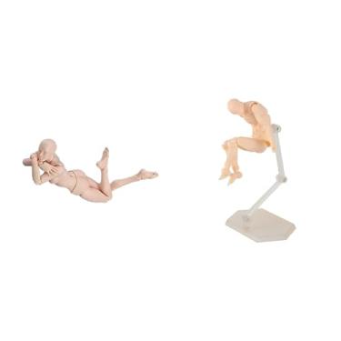 Imagem de Modelo de Figuras de Ação de 2 Unidades, Manequim de Artistas, Modelo de Desenho de Figuras de Ação, Poses Personalizáveis, Manequim Articulado Com Base de Suporte para Pintura