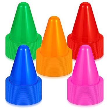 Imagem de Wettarn 200 peças de mini cones de 8,5 cm para sala de aula, cones, pequenos, ferramentas de treinamento de futebol para crianças, esportes, pista de obstáculos, patinação interna e externa, 5 cores
