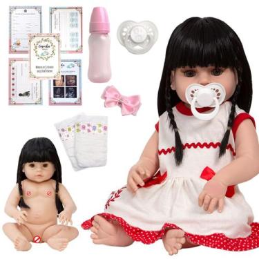 Imagem de Bebe Reborn Recem Nascida Morena Princesa Corpo de Vinil - Cegonha Reb
