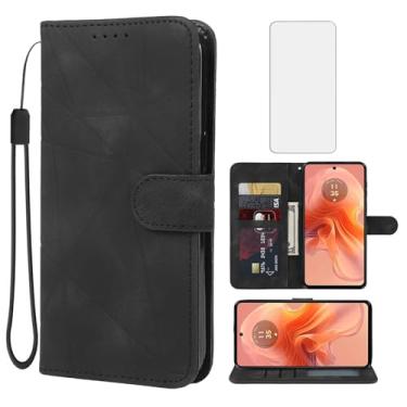 Imagem de Wanyuexes Capa para Moto G24 4G/Moto G04/Moto E14/Moto G04S XT2423-1 Capa carteira com protetor de tela de vidro temperado, suporte de couro com suporte para cartão de crédito para Motorola Moto G24