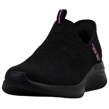 Imagem de Skechers Tênis feminino Hands Free Slip Ins Ultra Flex 3.0 Smooth Step, Preto/rosa choque, 8.5 Wide