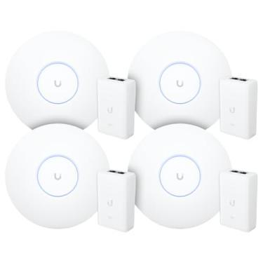 Imagem de 4 Roteadores WiFi 6 Access Point 5.3 Gbps + 4 Injetores PoE+ | 4 U6 Pro Ubiquiti Com 4 Fontes 48V 30W