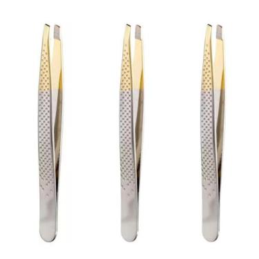 Imagem de Kit Pinças Silver Gold Enox Belliz Diagonal Ref. 1701 C/3 - BELLIZ COM