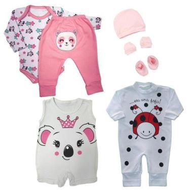 Imagem de Presente Bebê 7 Pç Mijão Body Banho de Sol Macacão Kit Touca - Koala B