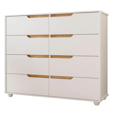 Imagem de Cômoda Doble 8 Gavetas Com Vistas Flex Albatroz Móveis, Branco