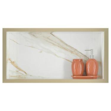 Imagem de Nicho Para Banheiro Em Porcelanato Porta Shampoo 60 cm (Calacata c/ Bo