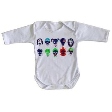 Imagem de body nenê criança roupa bebê manga longa Esquadrão Suicida faces - Emp