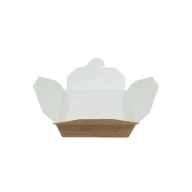 Imagem de Marmita Box Papel Kraft Branco Freezer e Micro-ondas Pacote 10 ou 25 U
