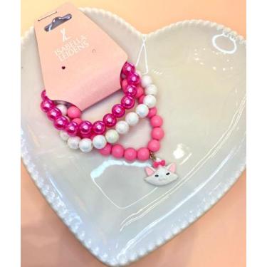 Imagem de Pulseiras de Miçanga Infantil Gatinho Branco  (conjunto com três pulse