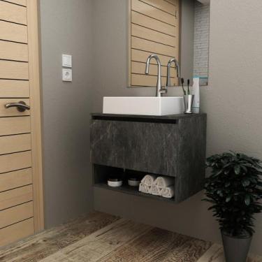 Imagem de Gabinete de Banheiro Suspenso 60x46,5cm Mármore Lunar Tecno Mobili