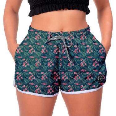 Imagem de Short Estampa Floral Academia Feminino Cós Alto Moda Praia - W2 STORE,