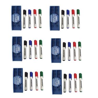 Imagem de Kit 6 Apagador + Canetas Pincel Marcador Quadro Branco - Masterprint
