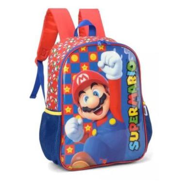 Imagem de Mochila Costas G Escolar Super Mario Bros Luxcel Azul Verde, Azul