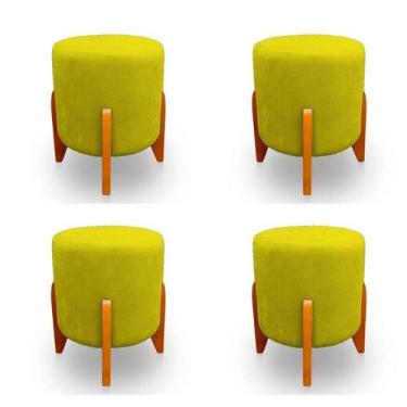 Imagem de Kit 4 Puffs Thor Pés Em Madeira Sued Marsala - Kimi Design