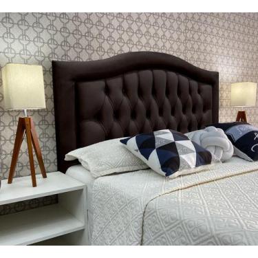 Imagem de Cabeceira Cama Casal Capitone Sophia Provençal Suede Marrom 60 RBL