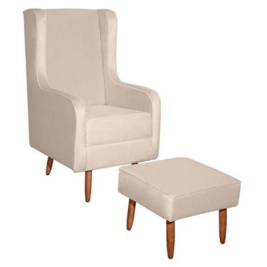 Imagem de Poltrona Amamentação Aquila Com Puff Veludo Off Pés Palito - Fratello 