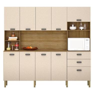 Imagem de Cozinha Intense 10 Portas E 2 Gavetas Freijó Vanilla - Kits Paraná - K