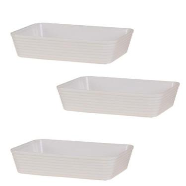 Imagem de Kit 3 Travessa  Com Friso LE CHEF 33x23x6Cm Branca - Paramount