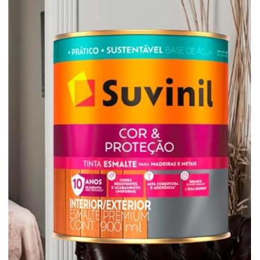 Imagem de Tinta para madeiras e metais esmalte brilhante seca rapido 0.9L - Gelo - 53704569, Suvinil Tintas