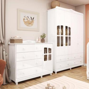 Imagem de Quarto Infantil com Guarda-roupas e Cômoda com Janelas 100% Mdf Maya C