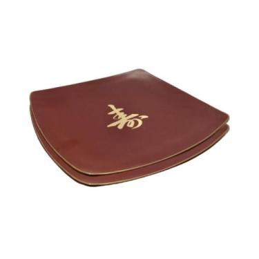 Imagem de Kit Jogo 2 Pratos Sushizara Comida Japonesa Sushi Vermelho 22x22cm - N