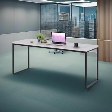 Imagem de Escrivaninha Fiorella Branca e Preta 180 cm - Mobly