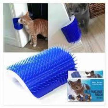 Imagem de Escova Pet Com catnip Massageador Tira Pelos Gatos Parede - Chalesco