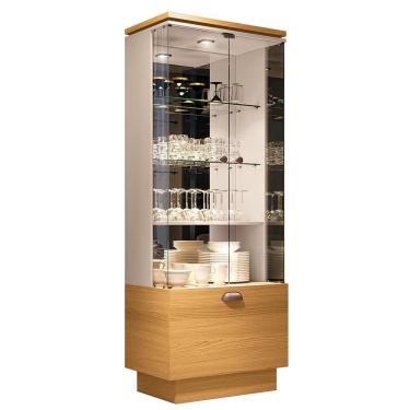 Imagem de Cristaleira Aura Sala de Estar com Portas de Vidro Nature/Preto