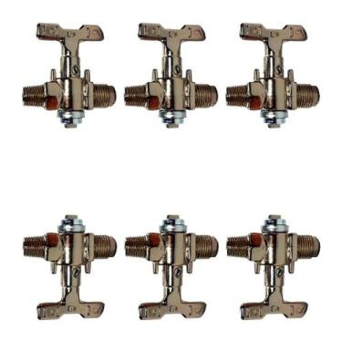 Imagem de Kit 6 Registro Forno E Fogão Semi Industrial 3/8 X 1/4 X 1/8 - AZ135