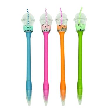 Imagem de Canetas de chá Raymond Geddes Boba para crianças (pacote com 12) - adoráveis personagens Boba Pen com tinta preta - Material escolar divertido