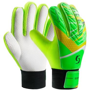 Imagem de Luvas de goleiro esportivas infantis, luvas de futebol com proteção de pulso duplo e material de látex antiderrapante resistente ao desgaste para dar proteção para evitar lesões, Verde, 5