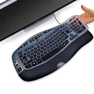 Imagem de Capa de teclado de silicone YongMai para Logitech K350 MK550 MK570, à prova d'água e poeira (preto)