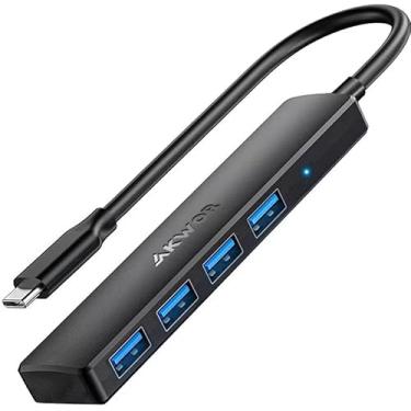 Imagem de Hub USB C 3.0, estação de ancoragem AKWOR 4 portas USB C, extensor USB C, divisor para MacBook tipo C, Mac Pro, iMac, Surface, XPS, pen drive, HDD móvel