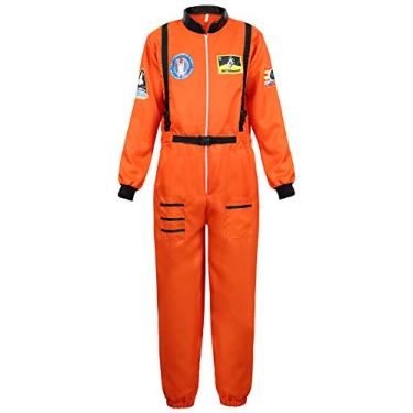 Imagem de Fantasia masculina de astronauta adulto astronauta astronauta macacão de avião, fantasia de piloto de avião, festa de Halloween, Laranja, X-Large